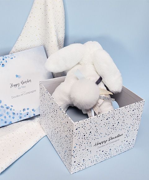 М'яка іграшка зайчик Lapin bleu - Happy Glossy, 25 см, Doudou et Companie DC3735 DC3735 фото