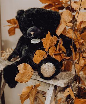 М'яка іграшка ведмедик Ours en peluche noir smocky, 37 см, Doudou et Companie DC3589 DC3589 фото