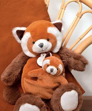 Мягкая игрушка красная панда Panda roux avec b&eacute;b&eacute;, 25 см, Doudou et Companie DC3985 DC3985 фото