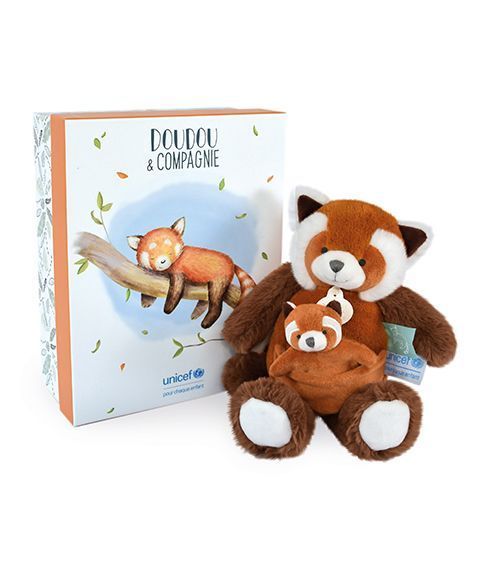 Мягкая игрушка красная панда Panda roux avec b&eacute;b&eacute;, 25 см, Doudou et Companie DC3985 DC3985 фото